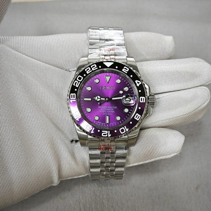 Purple/Black Bezel - Purple Dial GMT - Jubilee Bracelet - NH34 Automatic Movement