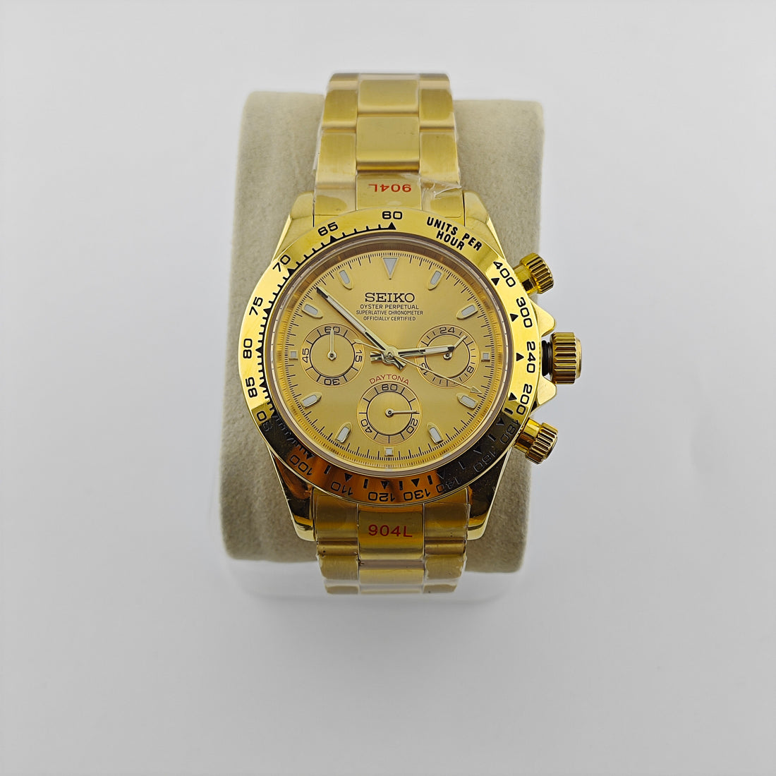 Yellow Gold Dial Yellow Gold Bezel Chronograph - Yellow Gold Tone Bracelet - VK63 Movement