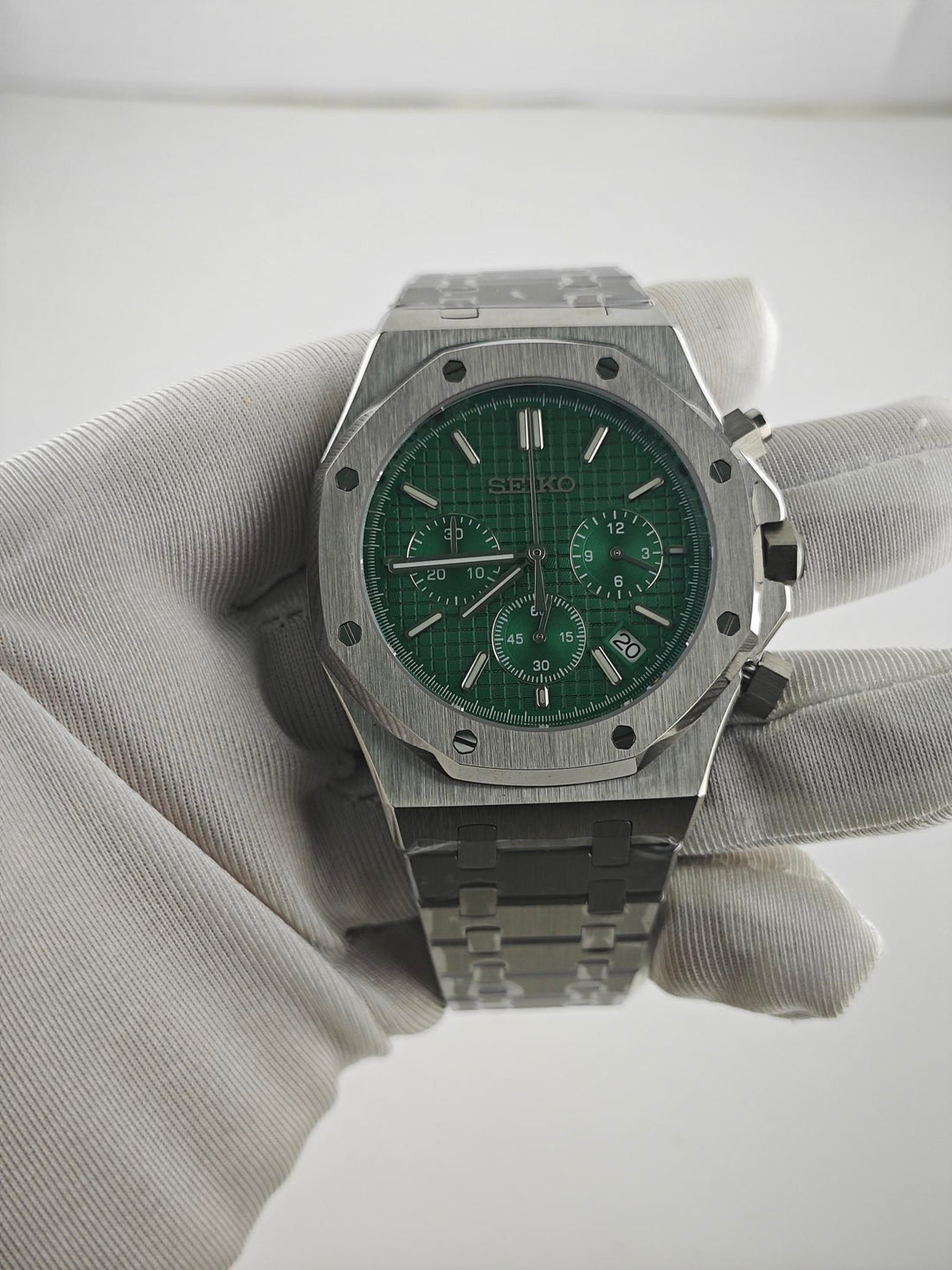 Green Lux Oak Steel Case  - VK63 Movement Chronograph