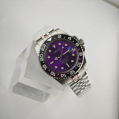 Purple/Black Bezel - Purple Dial GMT - Jubilee Bracelet - NH34 Automatic Movement