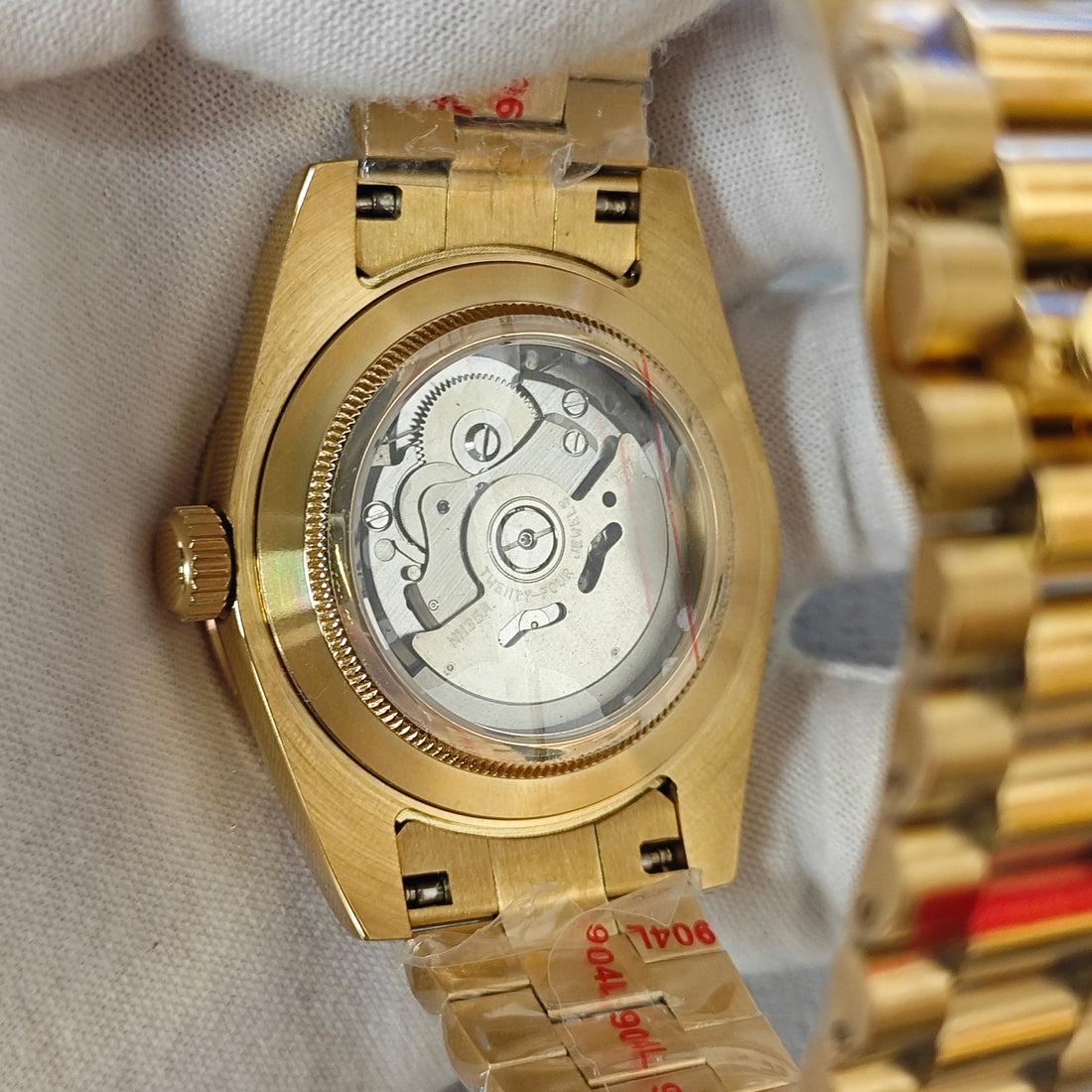 Black Dial Date Just - Fluted Bezel- Gold Tone Case - Presidential Bracelet - NH35 Automatic Movement