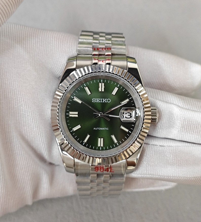 Forest Green Dial Date Just - Fluted Bezel-  Steel Jubilee Bracelet - NH35 Automatic Movement