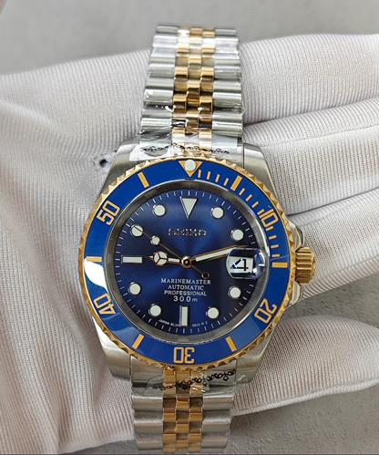 Bluesy Two Tone Gold Submariner Jubilee Bracelet N35 Automatic Mov Lux Watch Mods