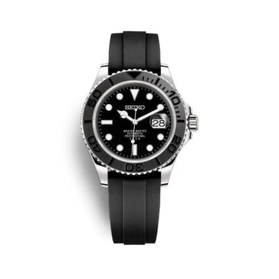 YachtMaster Black Bezel Black Dial Two-Tone Steel Case &amp; Black Rubber Strap - NH35 Automatic Movement